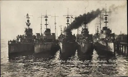 Ak Deutsche Kriegsschiffe, Zerstörerflottille klar zum Auslaufen, Abrüstung der Kaiserlichen Marine