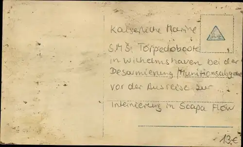 Ak Deutsche Kriegsschiffe, Zerstörerflottille klar zum Auslaufen, Abrüstung der Kaiserlichen Marine