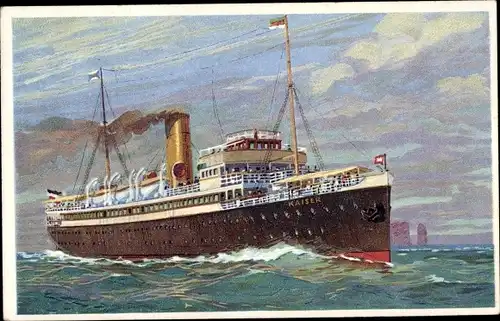 Künstler Ak HAPAG Seebäderdienst, Turbinen Schnelldampfer Kaiser