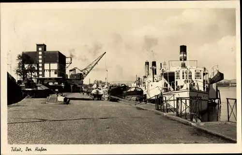 Ak Sowjetsk Tilsit Ostpreußen, Der Hafen