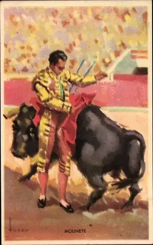 Künstler Ak Lances de una Corrida, Molinete, Stierkampf