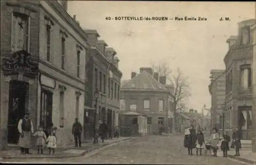 Ak Sotteville lès Rouen Seine Maritime, Rue Emile Zola