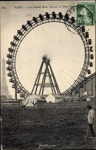 Ak Paris, La Grande Roue, Riesenrad, Eiffelturm