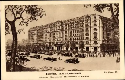 Ak Paris VIII., Hotel Ambassador, Nouveau Boulevard Haussmann