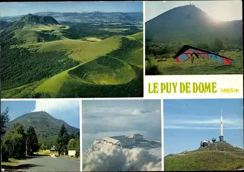 Ak Puy de Dôme, Panorama vom Ort, Straßenpartie, Bergspitze, Hängegleiter