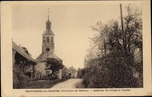 Ak Chavannes les Grands Territoire de Belfort, Interieur du village et l'Eglise