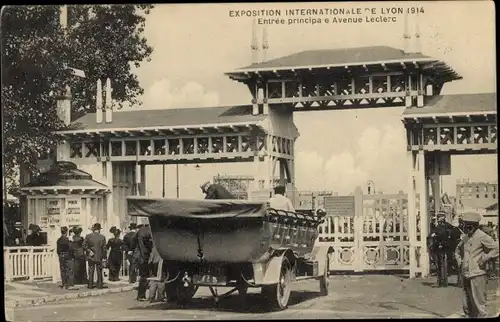 Ak Lyon Rhône, Exposition Internationale 1914, Entree principale Avenue Leclerc