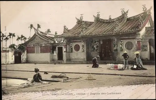 Ak Cholon Cochinchine Vietnam, Pagode des Cantonnais, Vietnamesen