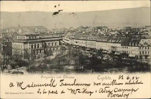 Ak Teplice Teplitz Region Aussig, Kurgarten, Theater
