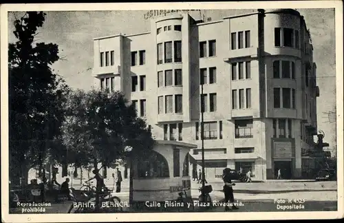 Ak Bahia Blanca Argentinien, Calle Aisina y Plaza Rivadavia