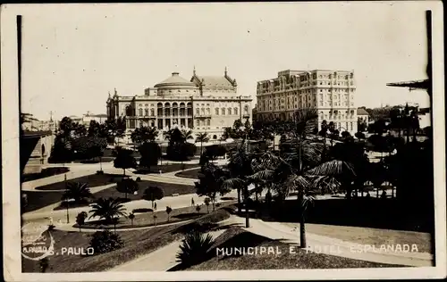 Foto Ak São Paulo Brasilien, Municipal e Hotel Esplanada