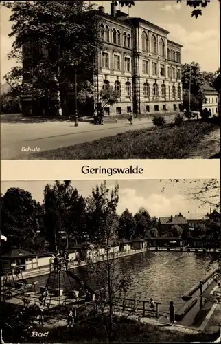 Ak Geringswalde Sachsen, Schule, Schwimmbad, Sprungturm