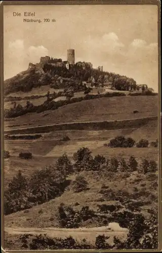 Ak Nürburg in der Eifel, Blick zur Nürburg, Gasthof zur Nürburg und Hotel zum Grafen von Hohenstaden