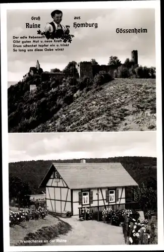 Ak Gössenheim in Unterfranken, Weinschenke an der Ruine Homburg