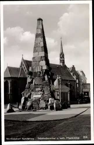 Ak Norderney in Ostfriesland, Friedrichstraße mit Städtedenkmal