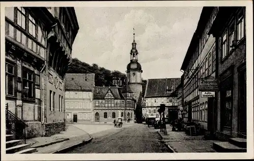 Ak Stolberg im Südharz, Straßenpartie mit Marktplatz, Kirche, Autos