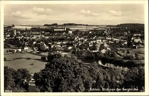Ak Schleiz im Vogtland Thüringen, Blick von der Bergkirche auf den Ort mit Umgebung