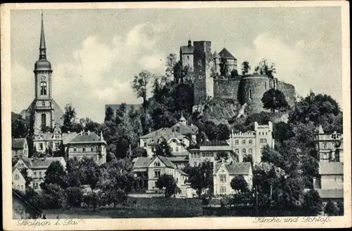 Ak Stolpen in Sachsen, Kirche und Schloss