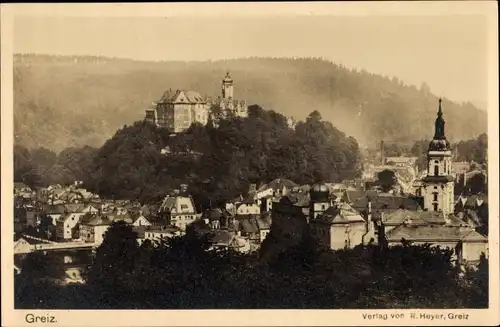 Ak Greiz im Vogtland, Stadtbild mit Schloss