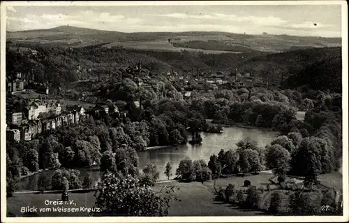 Ak Greiz im Vogtland, Blick vom Weißen Kreuz