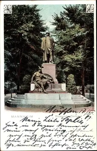 Ak Mannheim in Baden, Bismarckdenkmal
