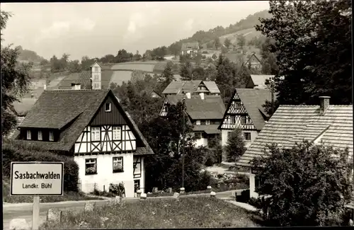 Ak Sasbachwalden in Baden Württemberg, Ortseingang, Ortsschild