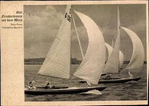 Ak Kiel Schleswig Holstein, Drachenboote vor dem Wind