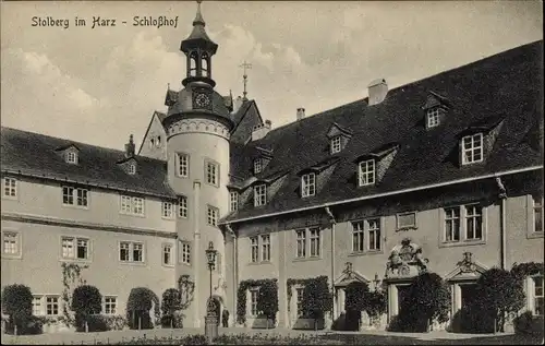 Ak Stolberg Südharz in Sachsen Anhalt, Partie im Schlosshof