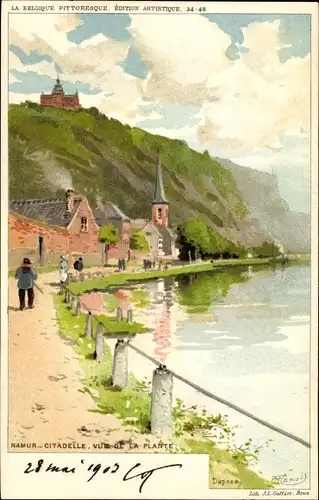 Künstler Litho Ranot, F., Namur Wallonien, Citadelle, vue de la Plante