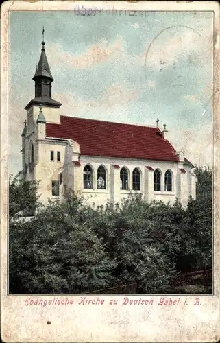 Ak Jablonné v Podještědí Deutsch Gabel Reg. Reichenberg, Evangelische Kirche