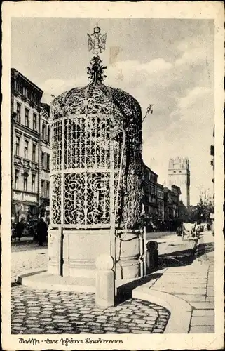 Ak Nysa Neisse Schlesien, Schöner Brunnen