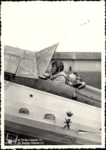 Ak Le Roi Léopold III, Propagande aéronautique, König Leopold III. im Flugzeug