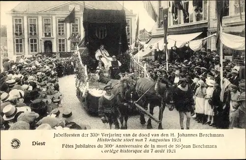 Ak Diest Flämisch Brabant Flandern, jubelfeest 300e verjaring van de dood van H. J. Berchmans 1921