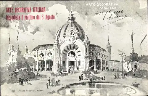 Ak Milano Mailand Lombardia, Esposzione 1906, Arte decorativa Italiana, Cartolina ufficiale