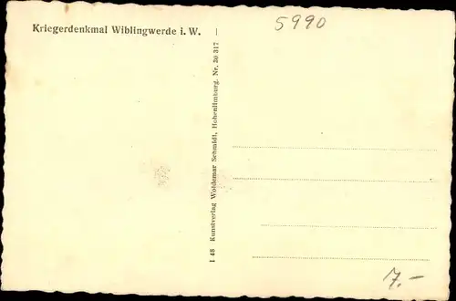 Ak Wiblingwerde im Sauerland, Ehrenmal