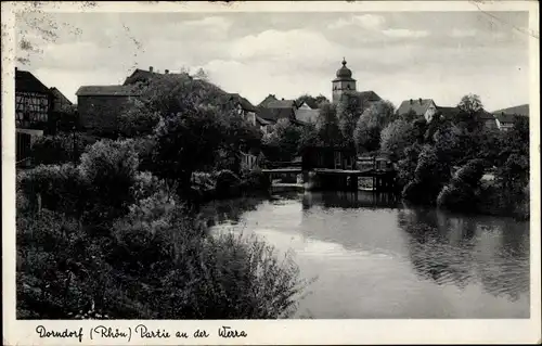 Ak Dorndorf Rhön Thüringen, Partie an der Werra mit Brücke