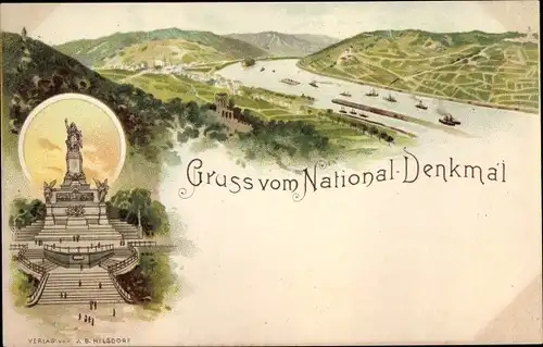 Litho Niederwald Rüdesheim Rhein, Nationaldenkmal