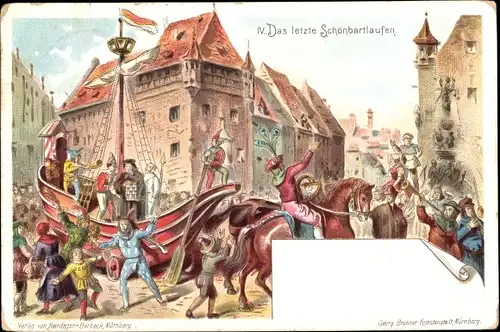 Litho Nürnberg in Mittelfranken Bayern, Das letzte Schönbartlaufen