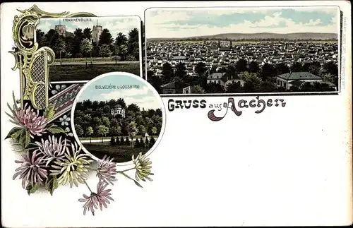 Ak Aachen in Nordrhein Westfalen, Gesamtansicht, Frankenburg, Belvedere und Lousberg