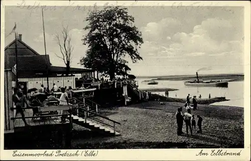 Ak Pretzsch Bad Schmiedeberg an der Elbe, Eisenmoorbad, am Elbstrand