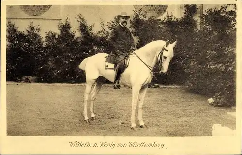 Ak König Wilhelm II von Württemberg zu Pferd
