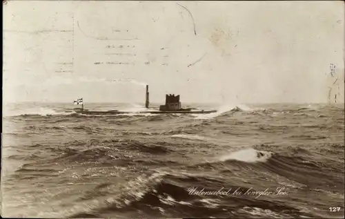 Ak Deutsches U Boot, Unterseeboot bei bewegter See, Kaiserliche Marine