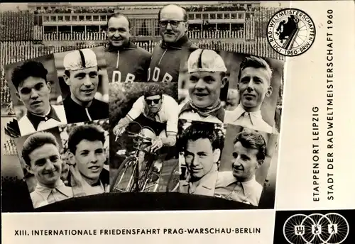 Ak XIII Internationale Friedensfahrt 1960 Prag Warschau Berlin, Etappenort Leipzig, Radrennfahrer