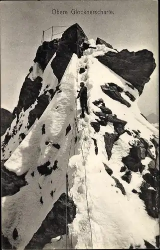 Ak Kärnten Österreich, Obere Glocknerscharte, Bergsteiger