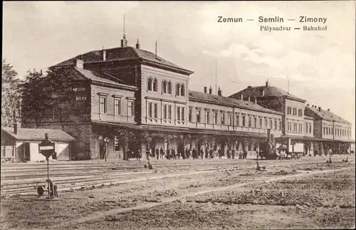 Ak Zemun Semlin Zimony Beograd Belgrad Serbien, Palyaudvar, Bahnhof