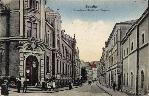 Ak Sebnitz Sächsische Schweiz, Schandauer Straße, Postamt
