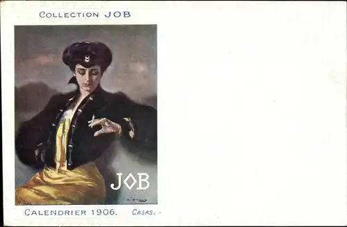 Künstler Ak Casas, Collection Job, Calendrier 1906, Frau mit Zigarette
