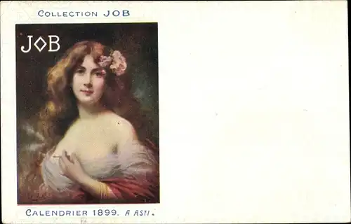 Künstler Ak Asti, A., Collection Job, Calendrier 1899, Frau, Zigarette