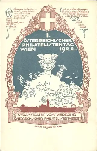 Ganzsachen Künstler Ak Hesshaimer, I. Österreichischer Philatelistentag 1922 Wien, PP 94