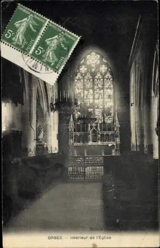 Ak Orbec Calvados, Interieur de l'Eglise